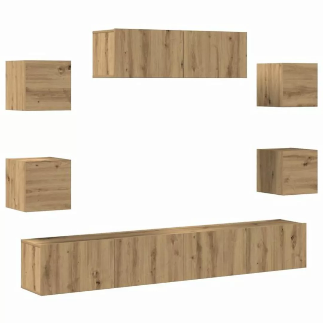 vidaXL TV-Schrank 7-tlg. TV-Schrank-Set Wandmontage Artisan-Eiche Holzwerks günstig online kaufen