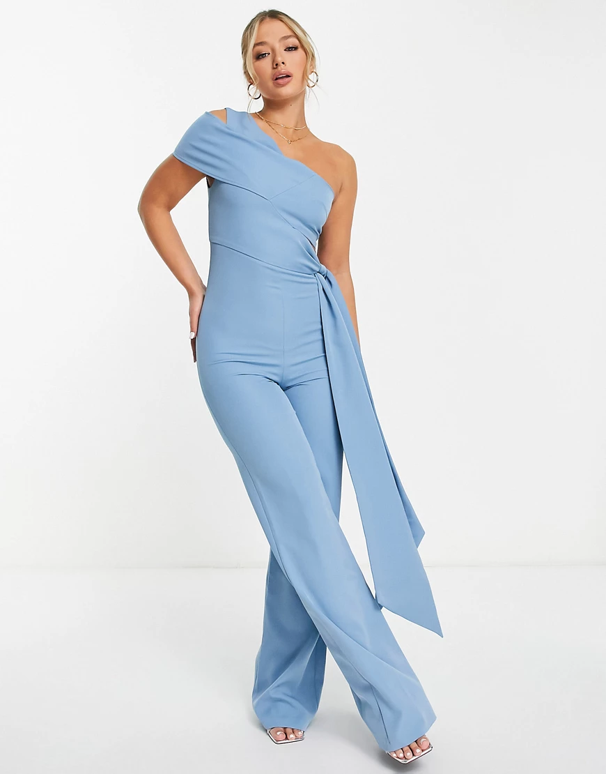 AQAQ –Jumpsuit mit One-Shoulder-Träger in Schieferblau günstig online kaufen