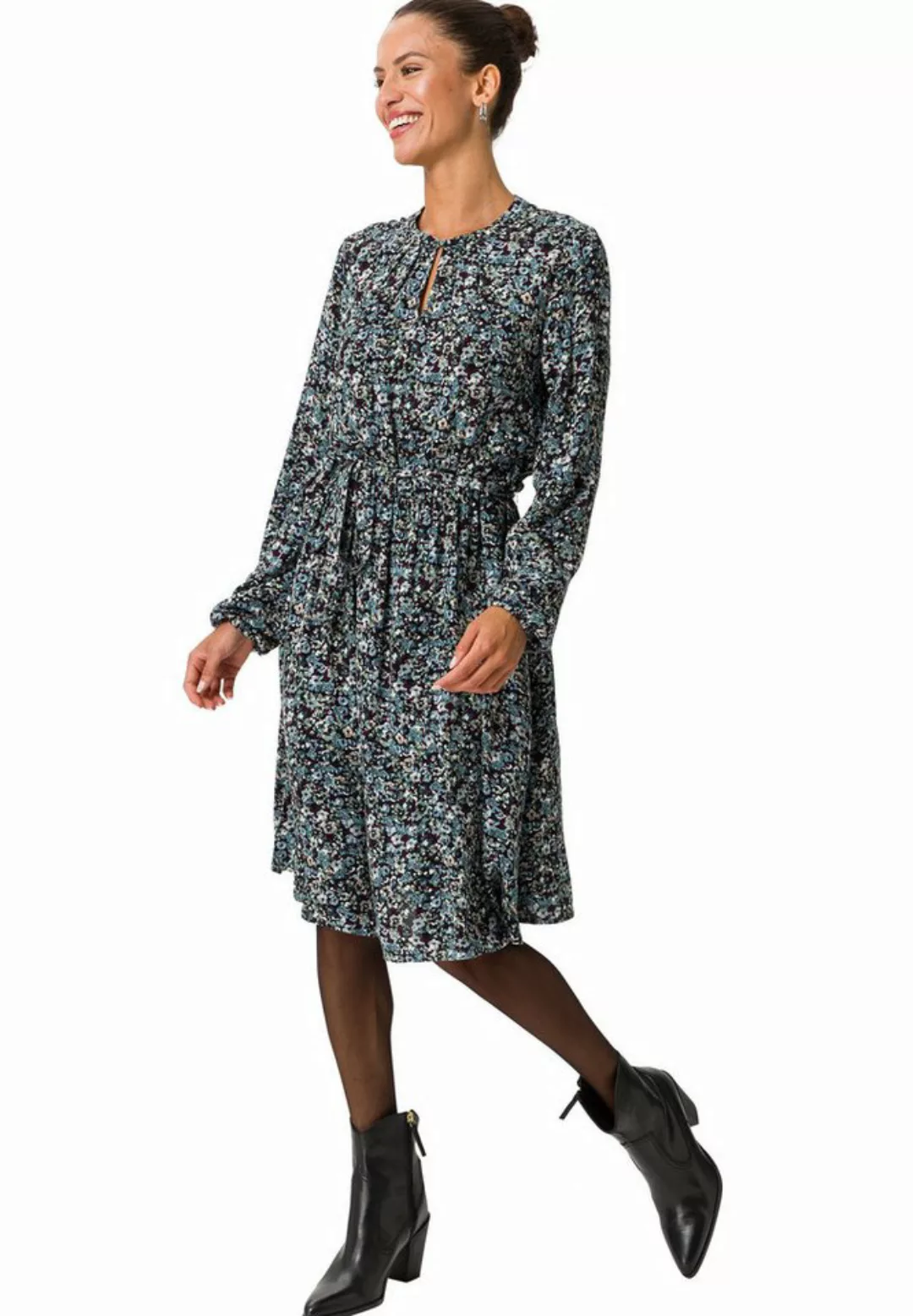 Zero Druckkleid zero Crêpe-Kleid mit Blumenprint Volant günstig online kaufen