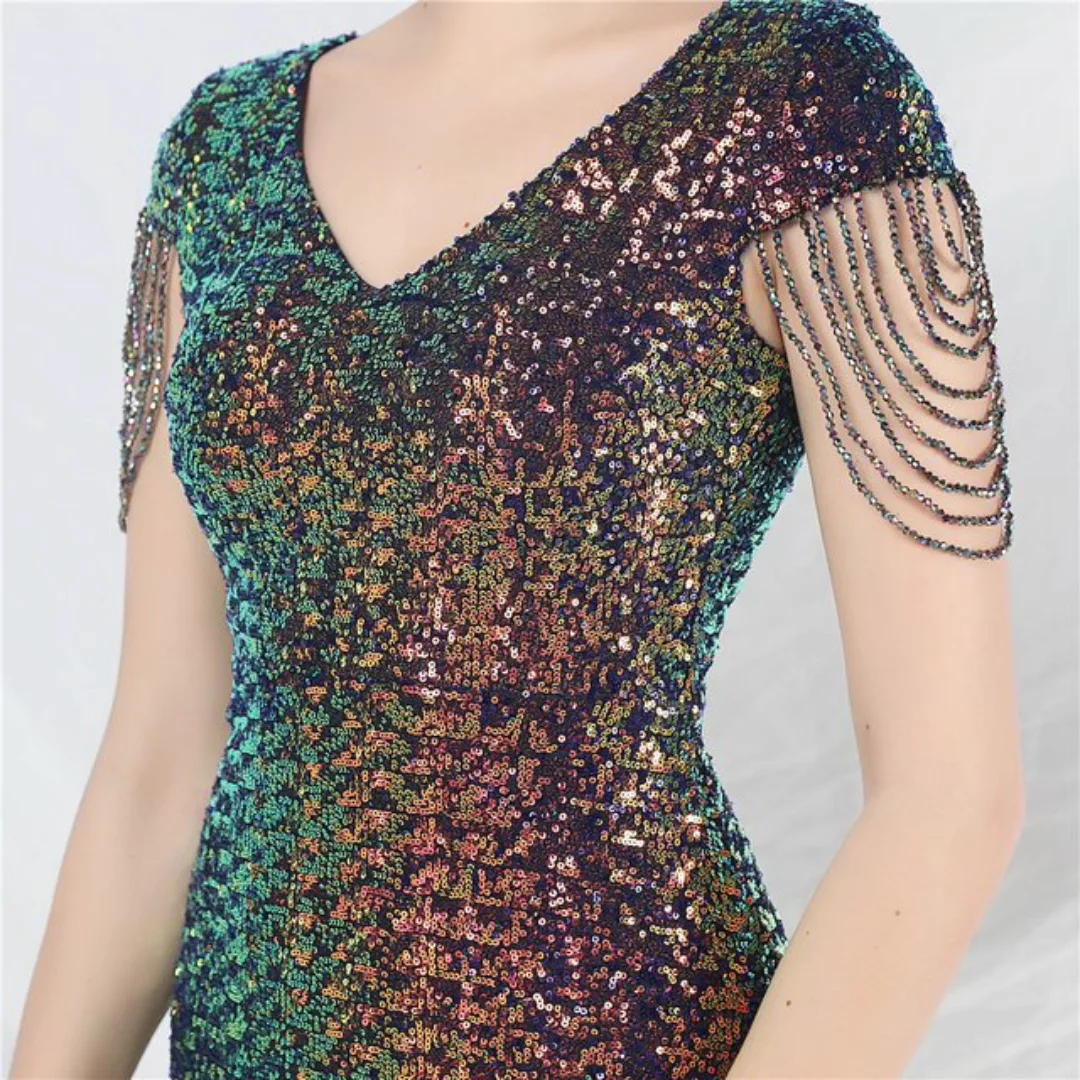 jalleria Partykleid Langes, ausgestelltes Kleid in A-Linie mit Pailletten günstig online kaufen