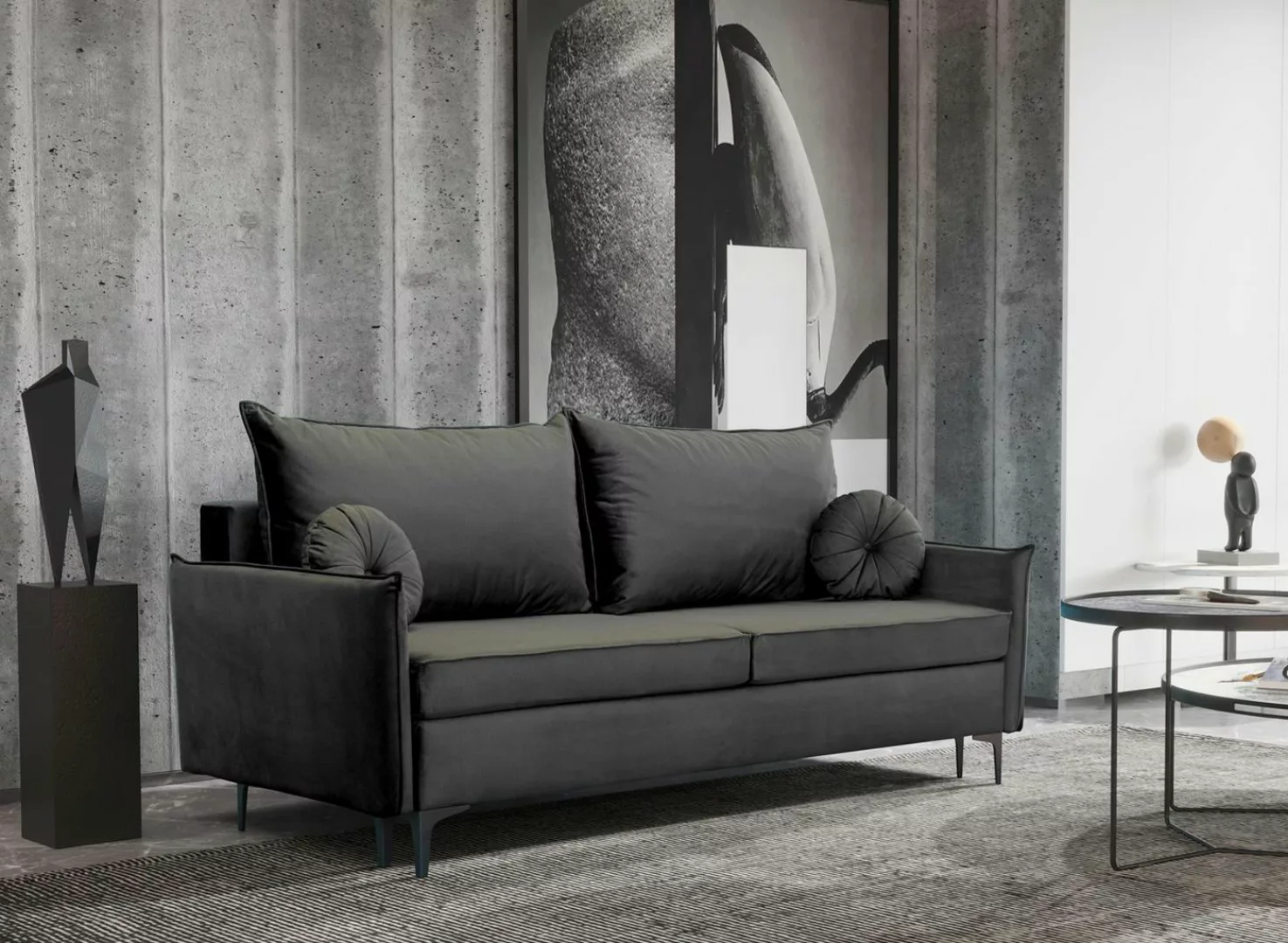 Compleo Schlafsofa Velvet, Sofa 215 cm breit, Modern design, Metallfüße LEO günstig online kaufen