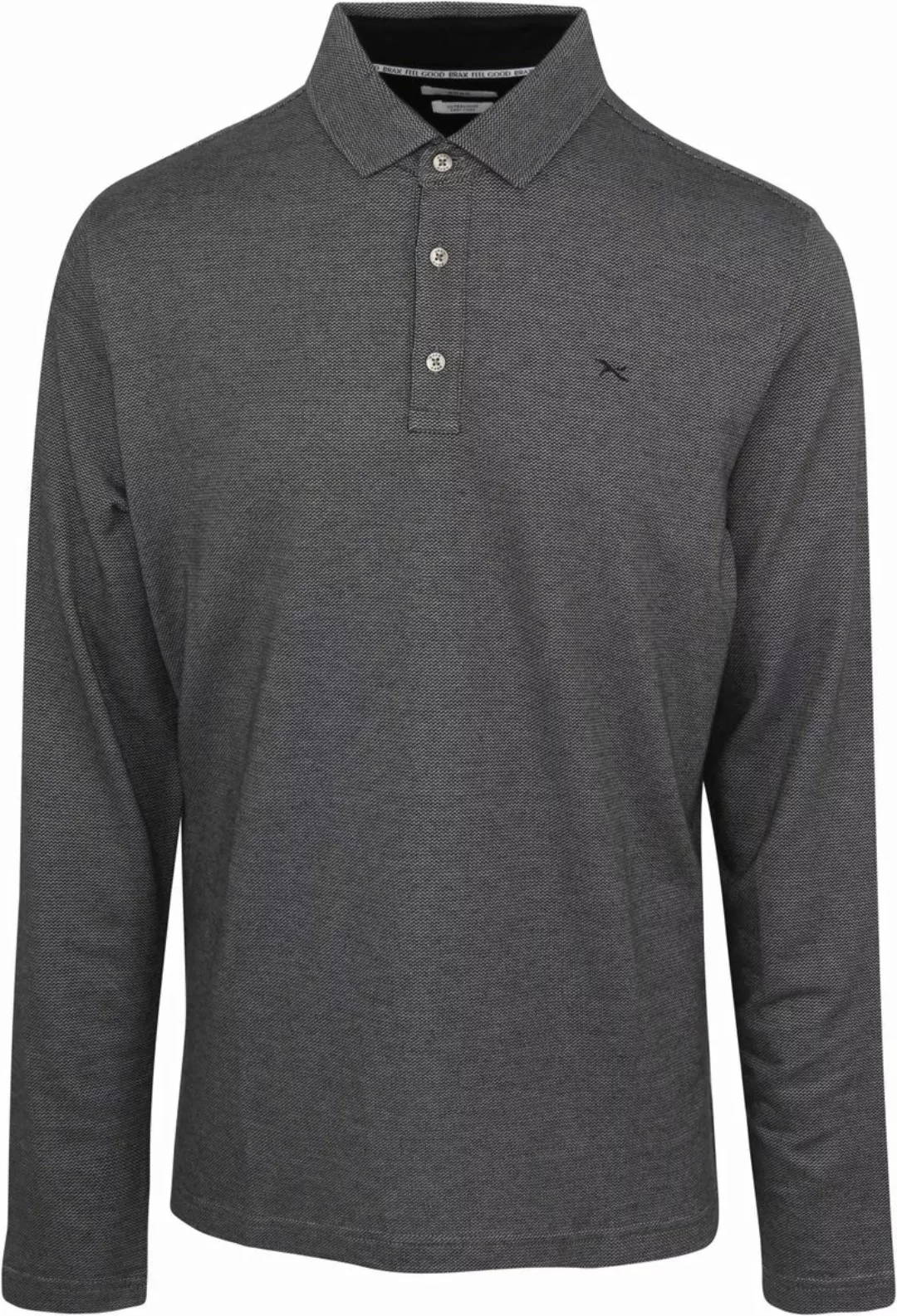 Brax Langarm-Poloshirt Melange Schwarz - Größe 4XL günstig online kaufen