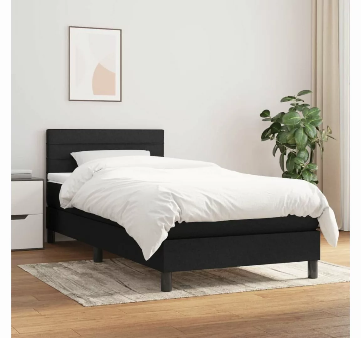 vidaXL Bett Boxspringbett mit Matratze Schwarz 80x200 cm Stoff günstig online kaufen