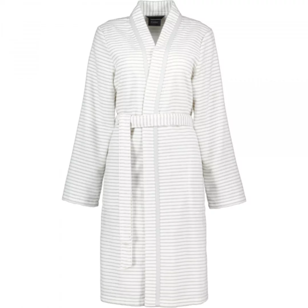 Cawö - Damen Bademantel Kurz Kimono 1214 - Farbe: weiß-silber - 76 - M günstig online kaufen