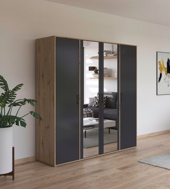 rauch Drehtürenschrank Voyager mit modernen Griffen in Graumetallic und Spi günstig online kaufen