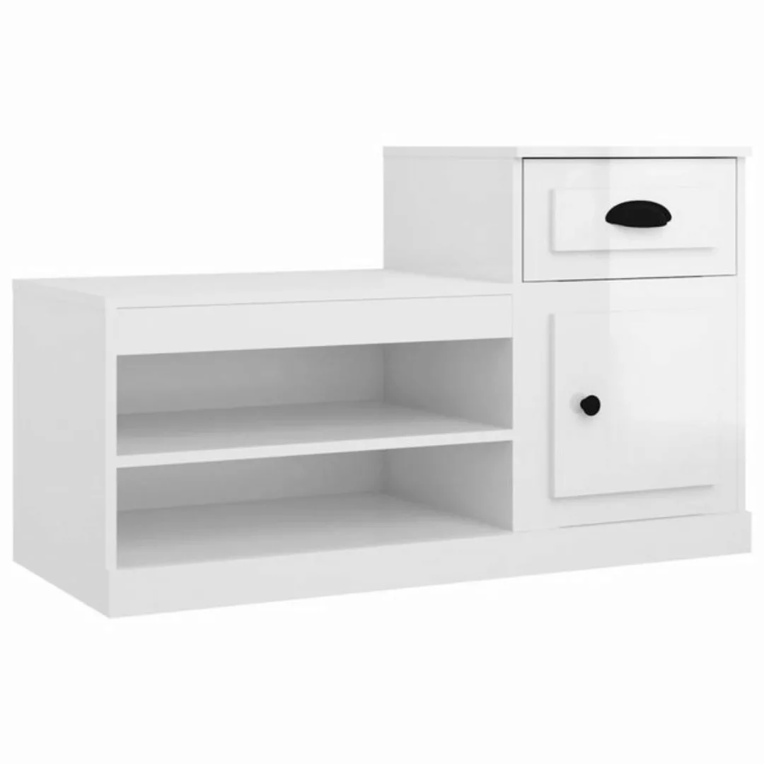 furnicato Schuhschrank Hochglanz-Weiß 100x42x60 cm Holzwerkstoff günstig online kaufen