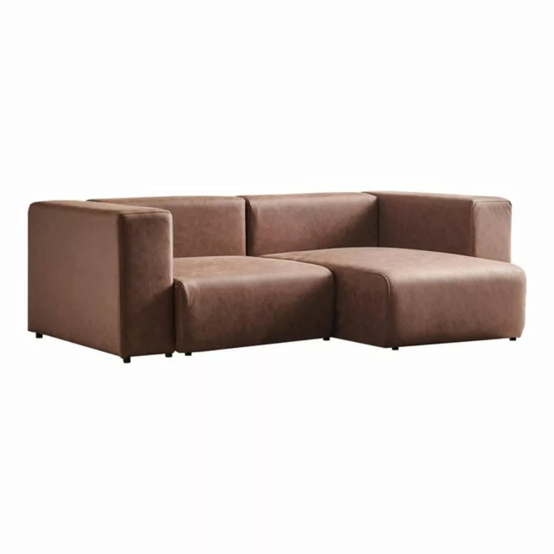 en.casa Sofa, 2 Teile, »Suldal« 2-Sitzer Modulsofa mit Longchair Wildlederi günstig online kaufen