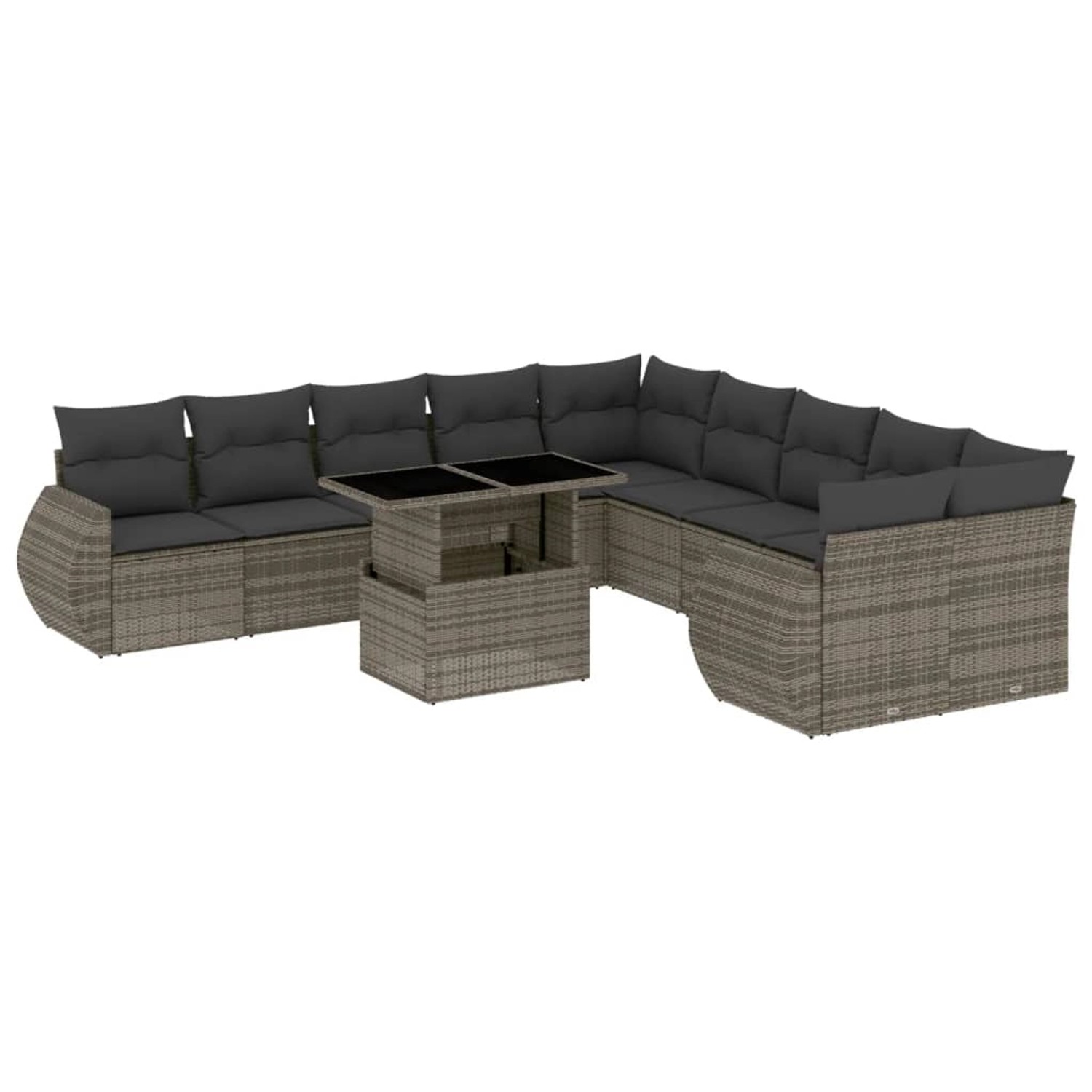 vidaXL 11-tlg Garten-Sofagarnitur mit Kissen Grau Poly Rattan Modell 89 günstig online kaufen