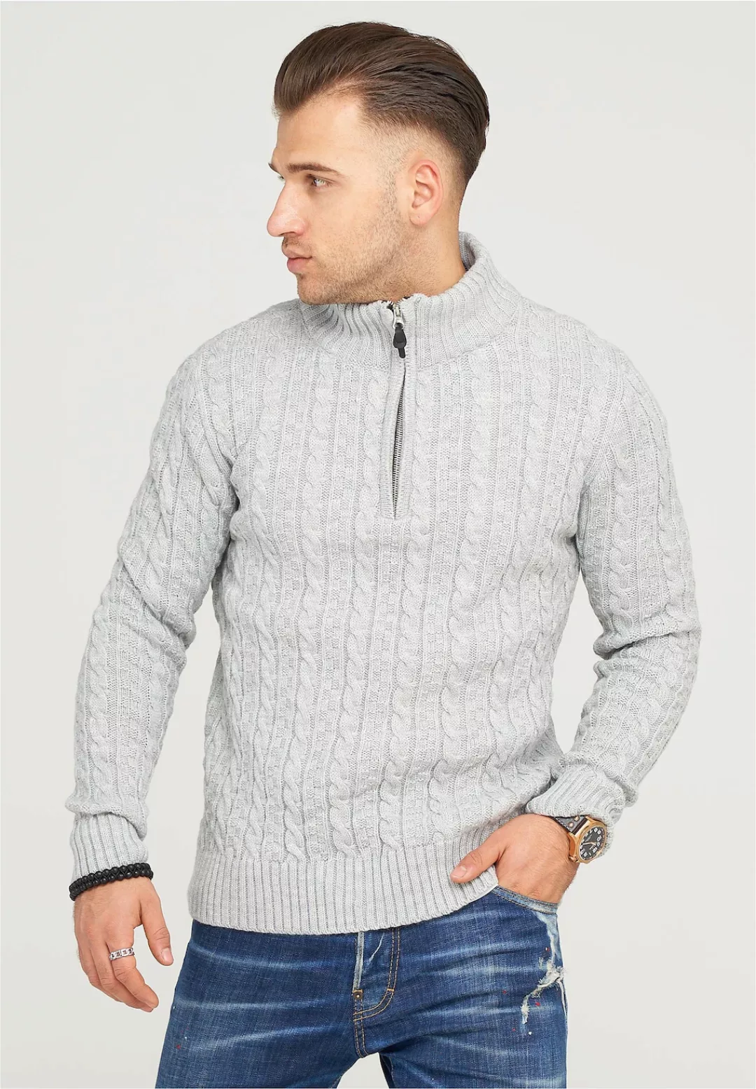 behype Strickpullover "CILIAN HENLEY", mit gemütlichem Stehkragen günstig online kaufen