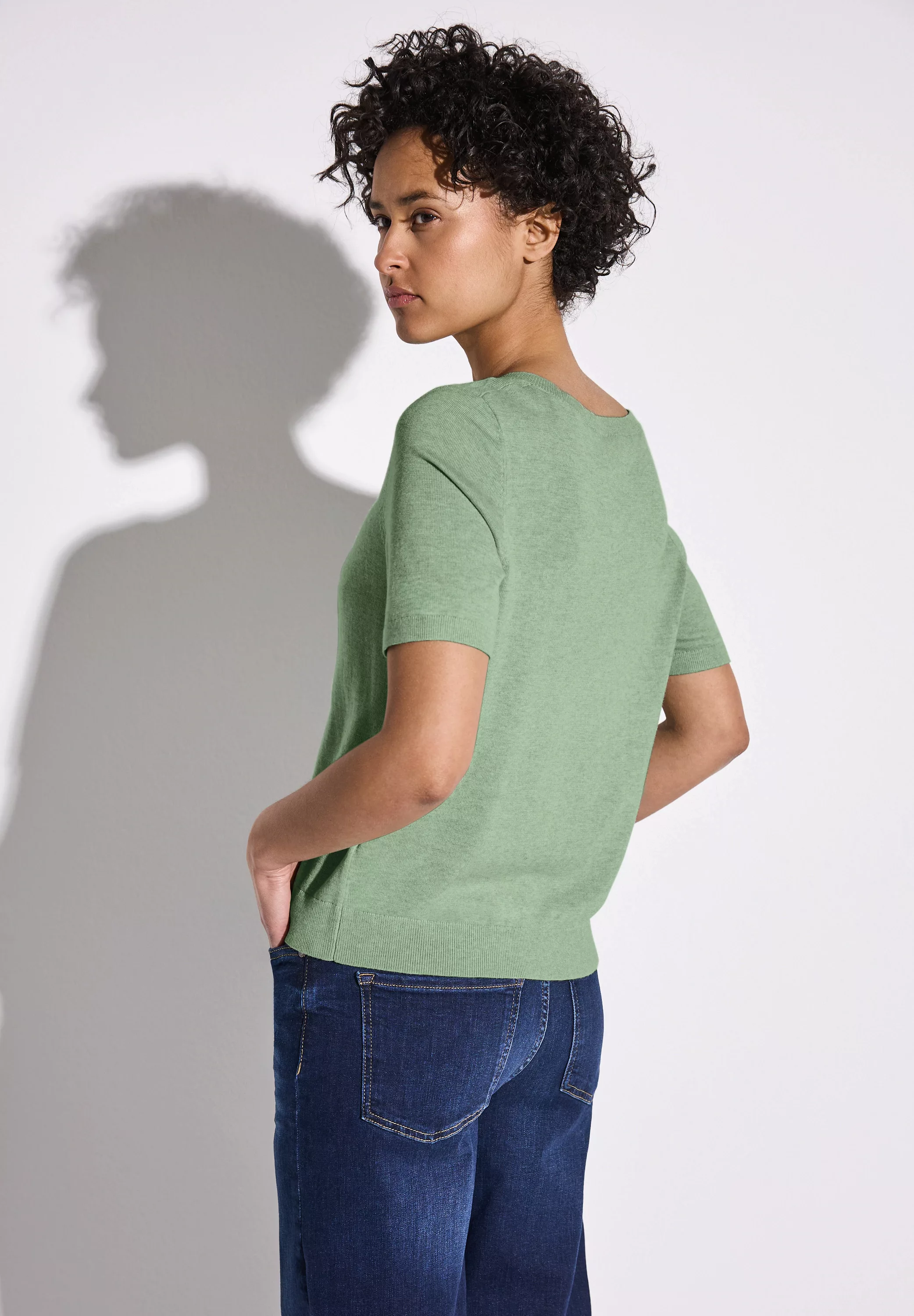 STREET ONE Kurzarmpullover, mit Rippbündchen günstig online kaufen