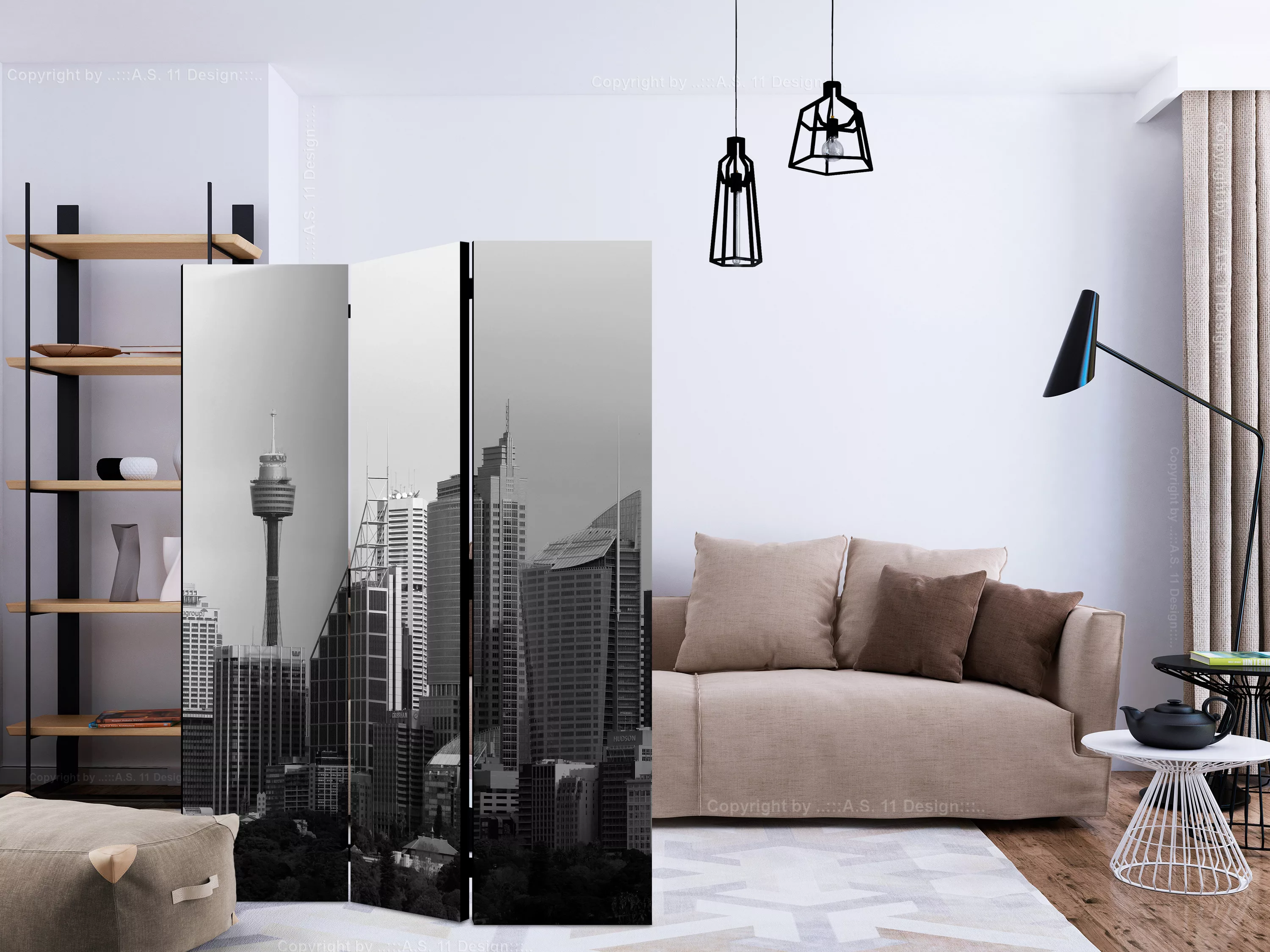 3-teiliges Paravent - Skyscrapers In Sydney [room Dividers] günstig online kaufen