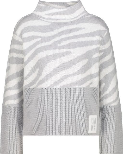 Monari Blusenshirt Strickpullover mit Tigermuster chrome melange gemustert günstig online kaufen