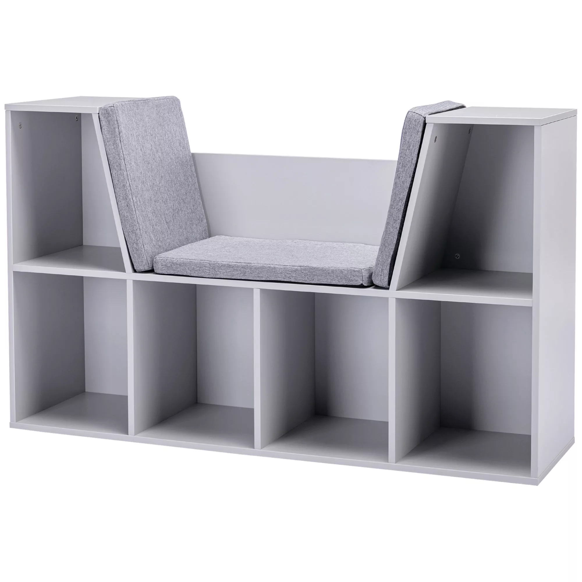HOMCOM Kinderregal Bücherregal mit Sitzhocker Kindersitzbank mit 6 Fächern günstig online kaufen