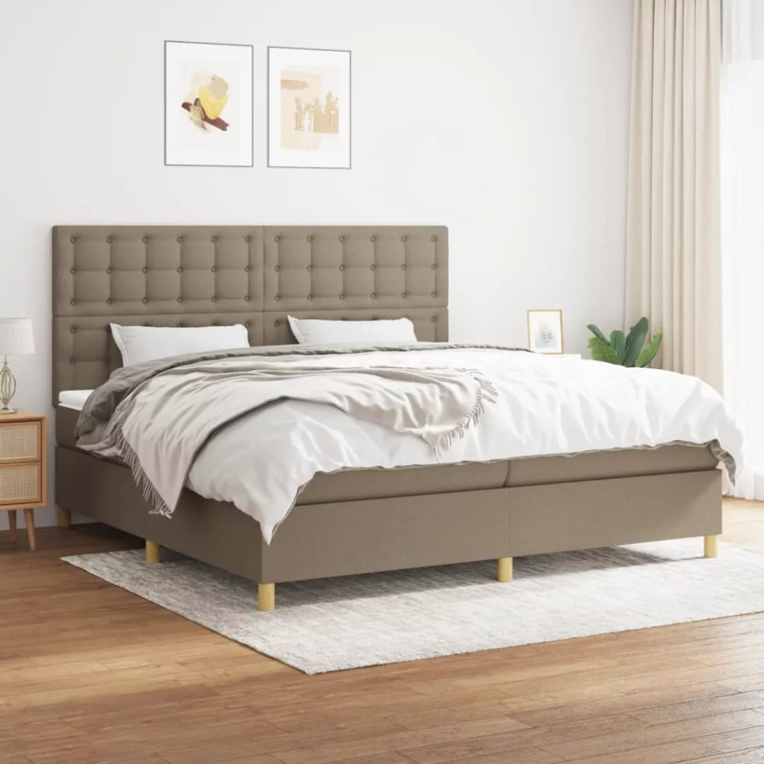 vidaXL Bettgestell Boxspringbett mit Matratze Taupe 200x200 cm Stoff Bett B günstig online kaufen