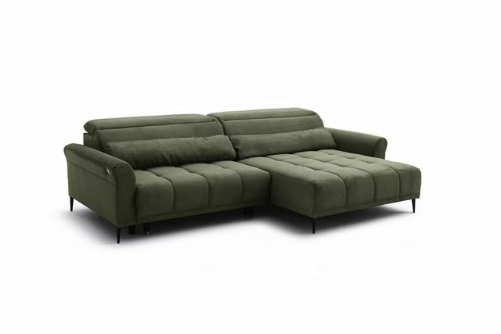 Iwaniccy Wohnlandschaft Kopfteilverstellungen, 2 Kissen, Cord oliv - 277x10 günstig online kaufen