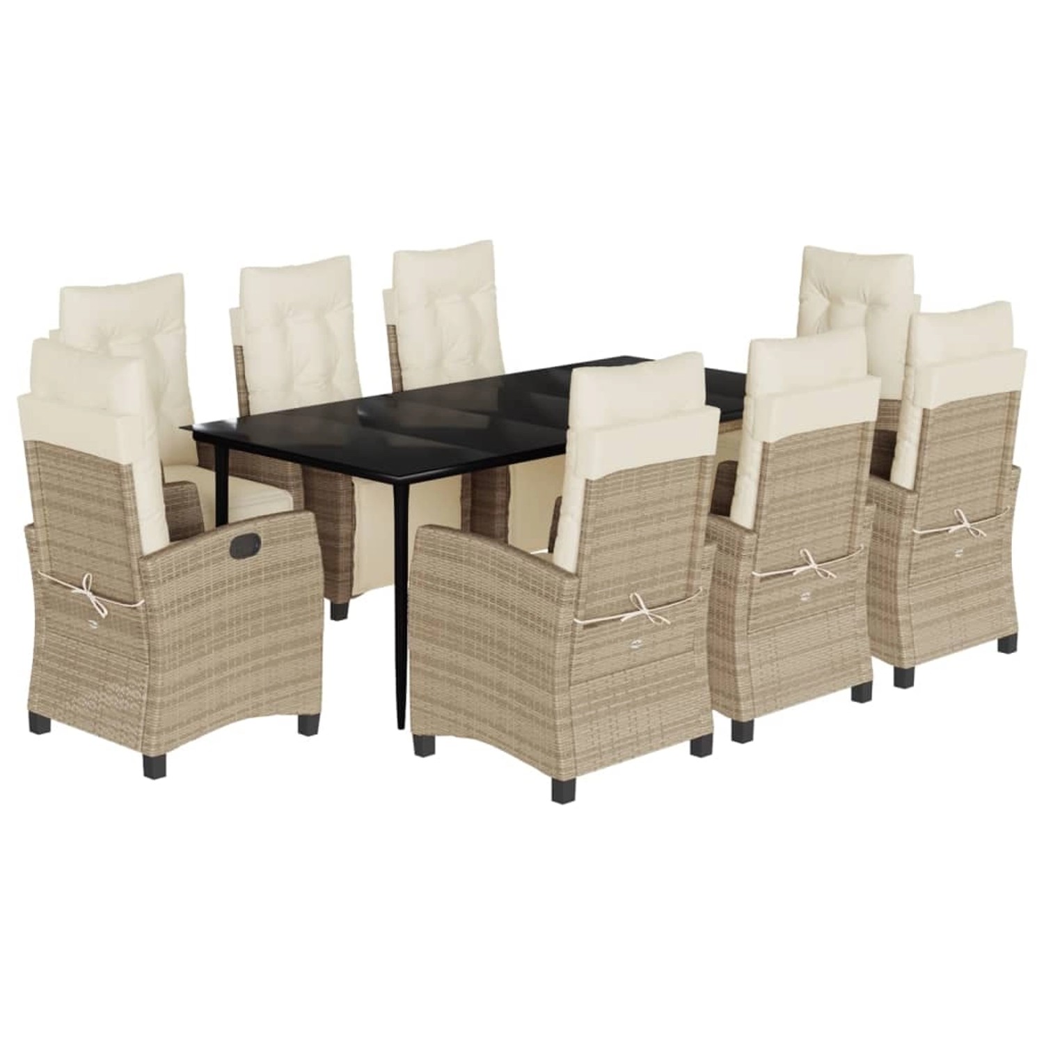 vidaXL 9-Tlg Garten-Essgruppe mit Kissen Beige Poly Rattan 3213008 günstig online kaufen