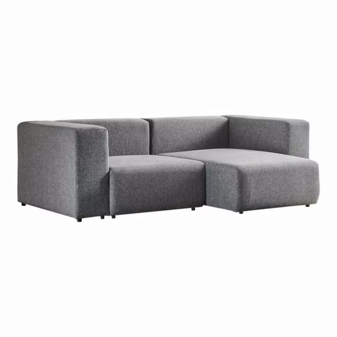 en.casa Sofa, 2 Teile, »Suldal« 2-Sitzer Modulsofa mit Longchair Textil Gra günstig online kaufen