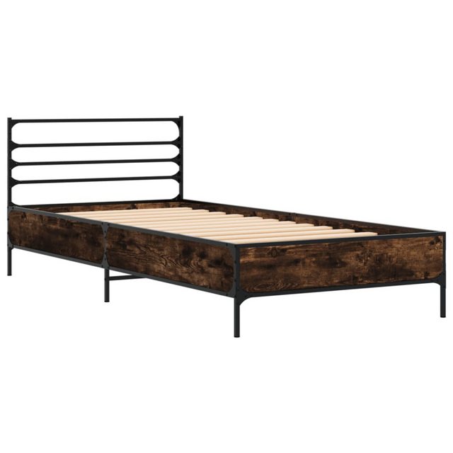 vidaXL Bett Bettgestell Räuchereiche 90x200 cm Holzwerkstoff und Metall günstig online kaufen