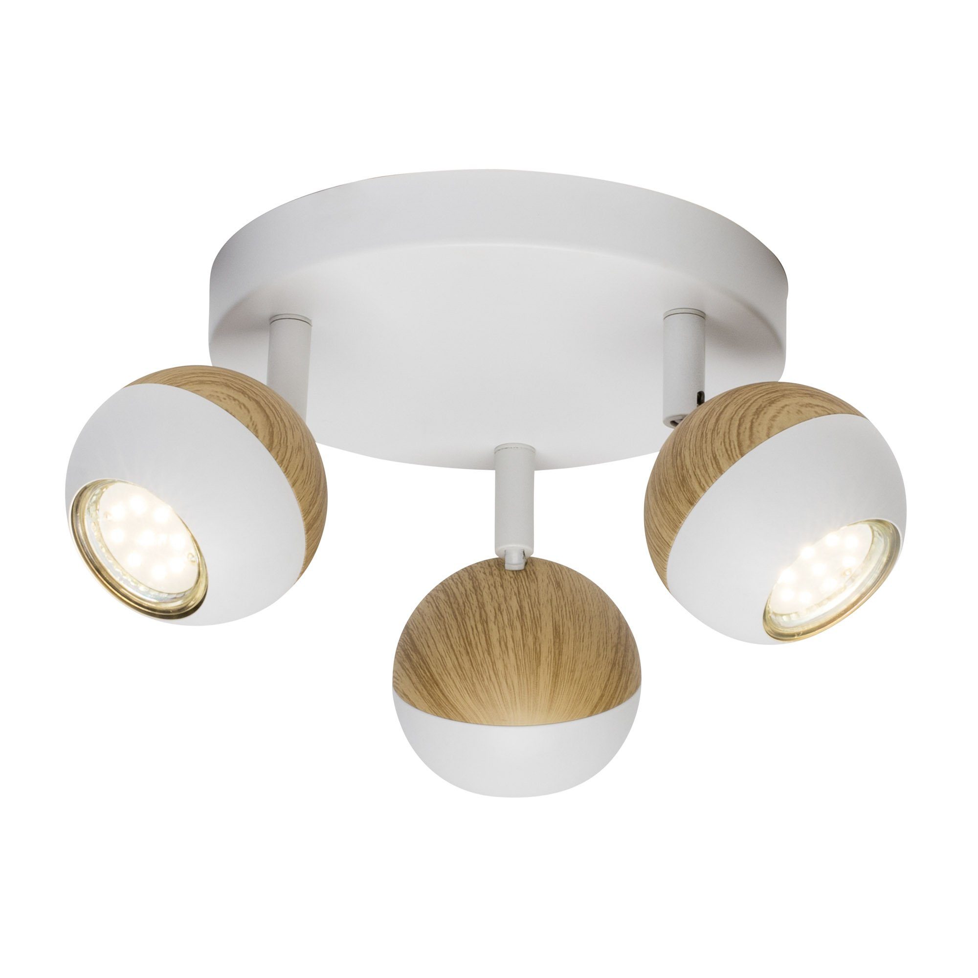 Brilliant LED-Spotrondell Scan 3-flammig Weiß und Holz günstig online kaufen