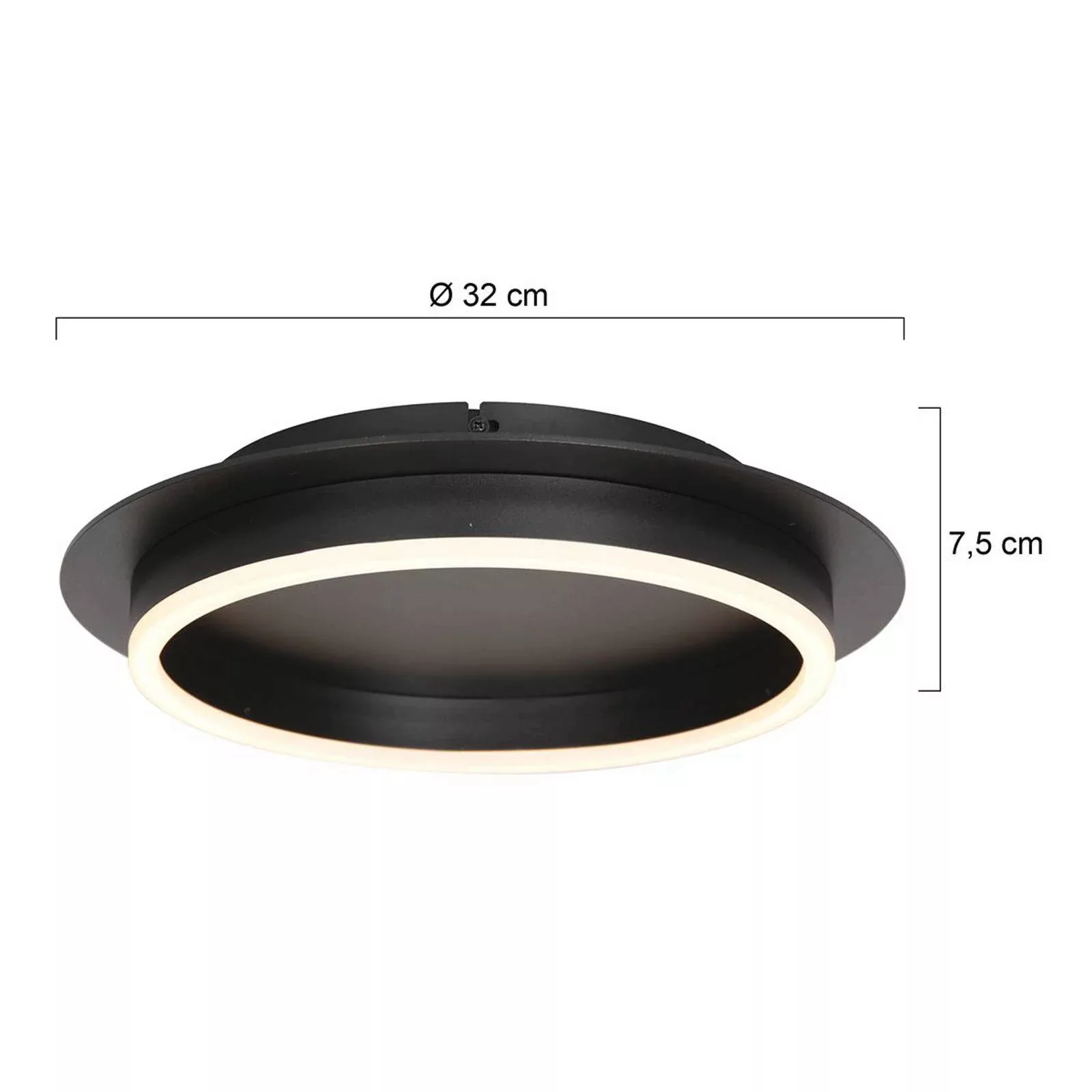 LED-Deckenleuchte Ringlux, schwarz, Ø 32 cm, Metall günstig online kaufen