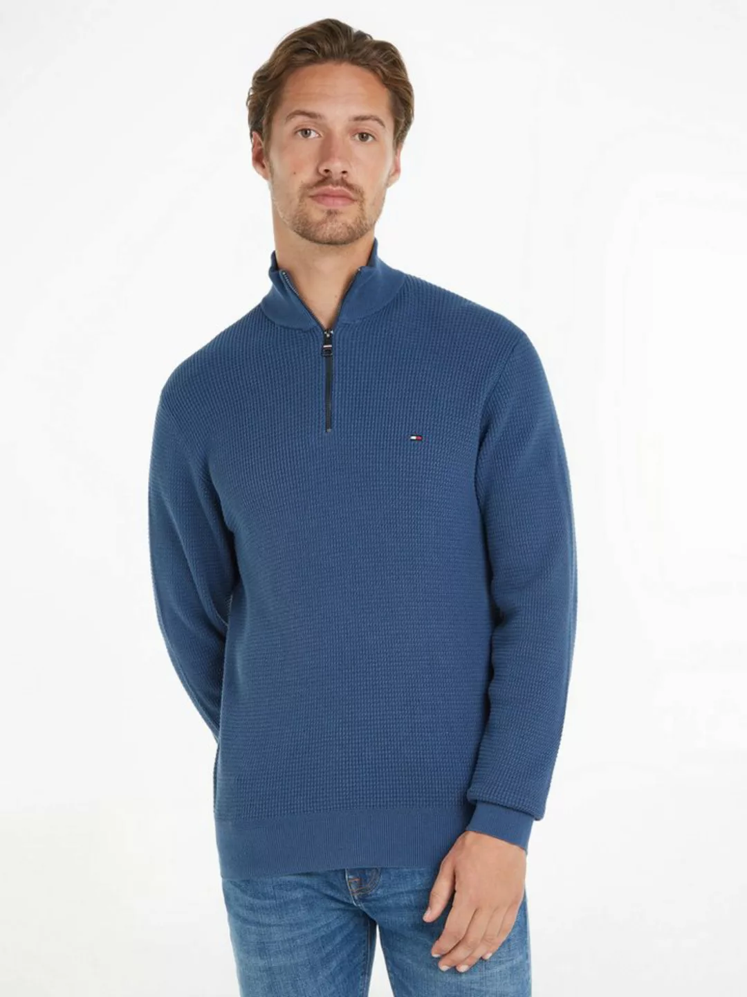 Tommy Hilfiger Strickpullover REFINED STRUCTURE ZIP MOCK günstig online kaufen