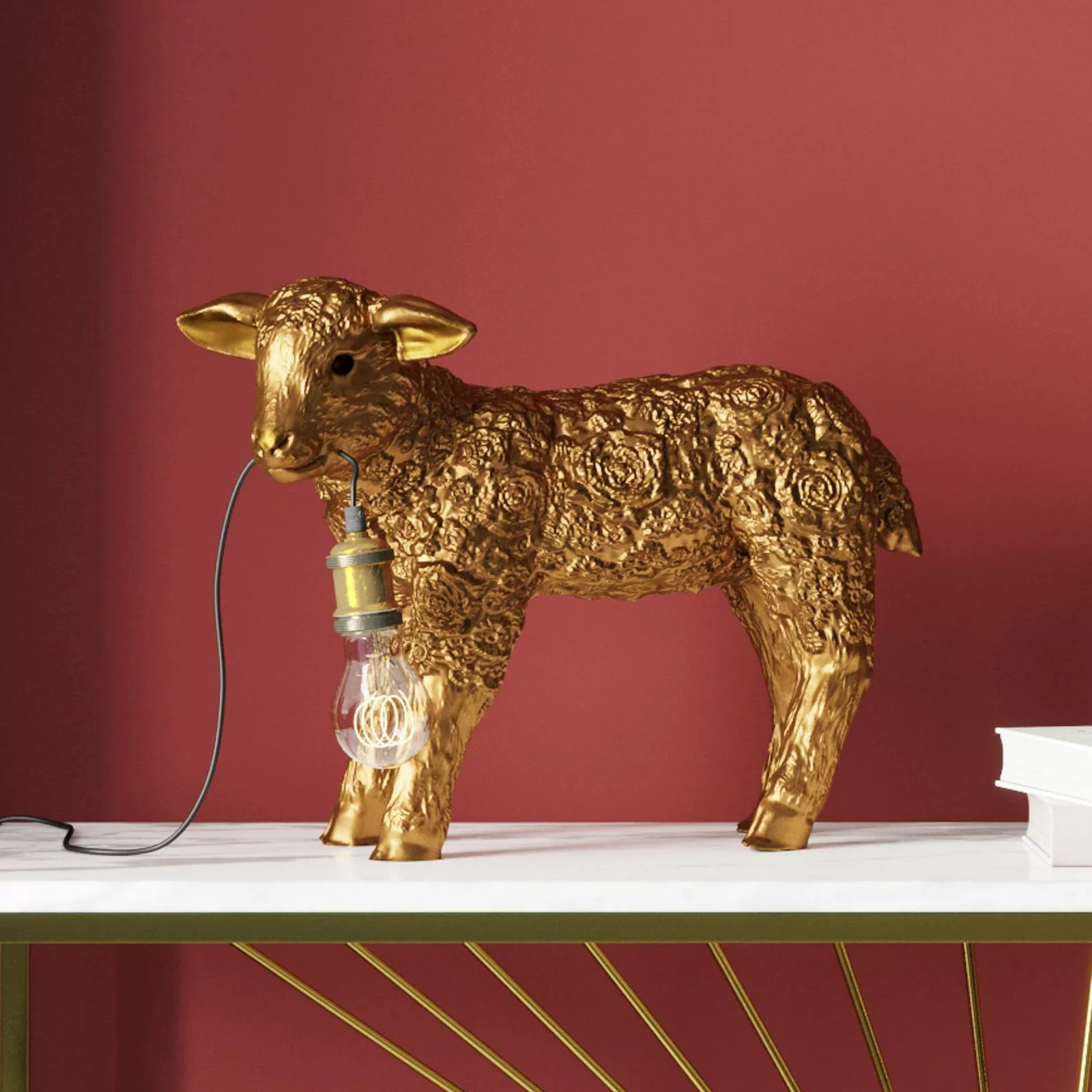 KARE Animal Flower Sheep Tischleuchte gold günstig online kaufen