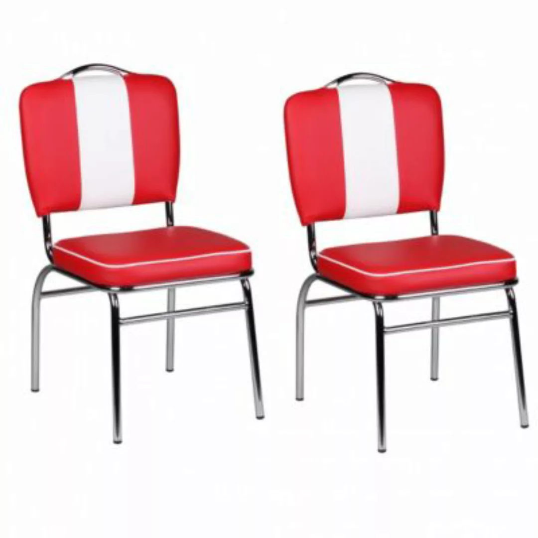 FineBuy 2er Set Esszimmerstühle American Diner 46 x 42 cm Sitzfläche weiß günstig online kaufen