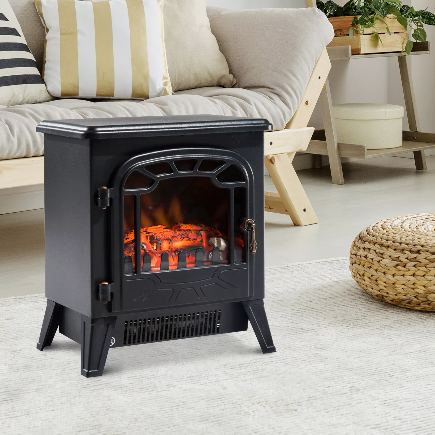 HOMCOM® Elektrokamin Kaminofen Stahl Glas Schwarz 36x25,5x41,5cm   Aosom günstig online kaufen