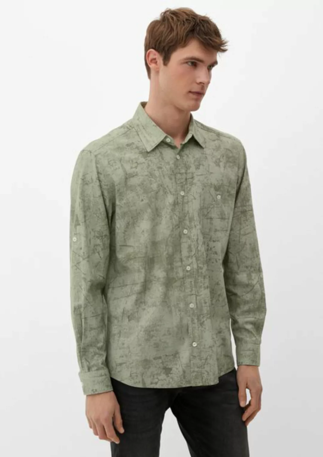 s.Oliver Langarmhemd Regular: Hemd aus Viskosemix günstig online kaufen
