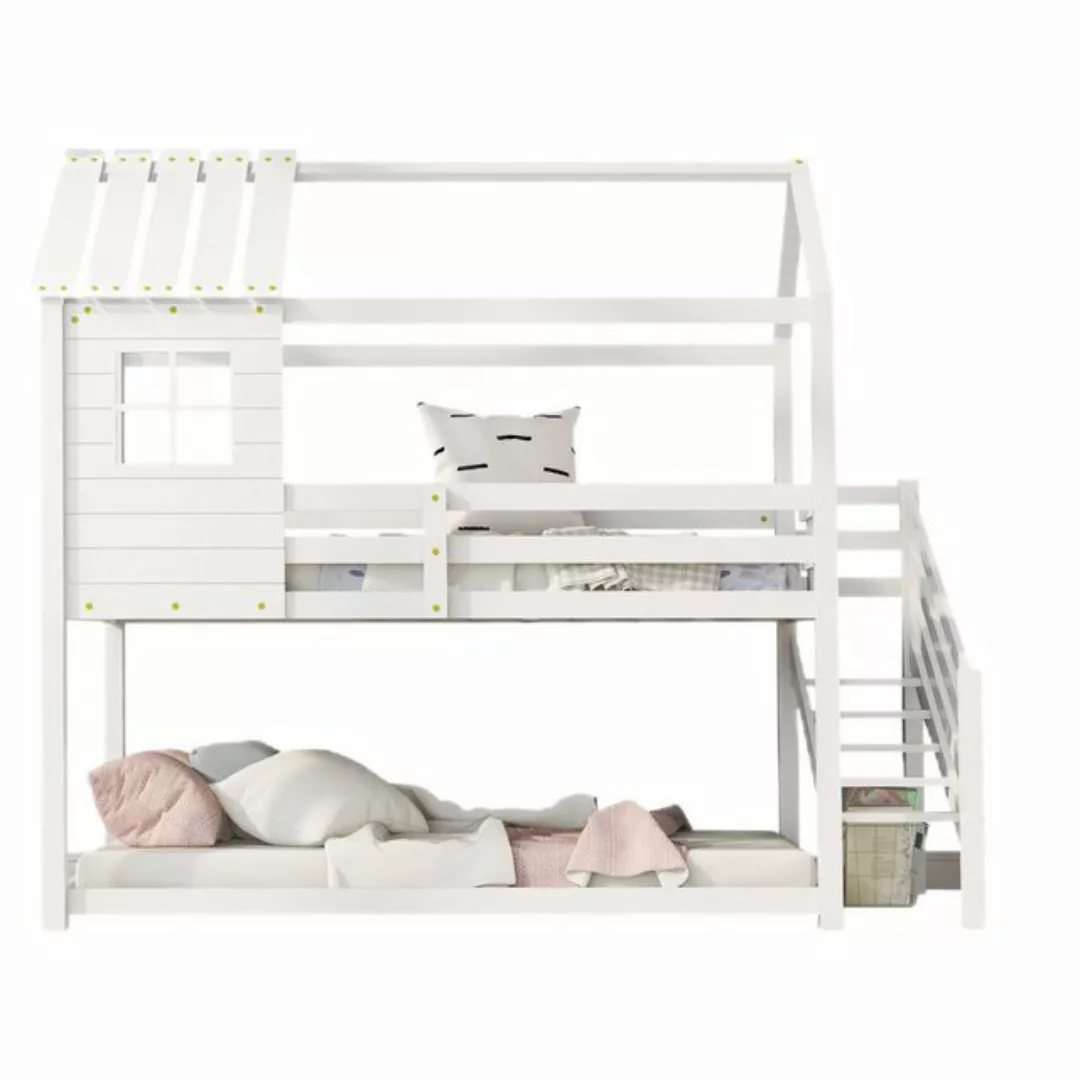 TavilaEcon Etagenbett Hausbett Kinderbett Hochbett mit Fenster, Fallschutz günstig online kaufen