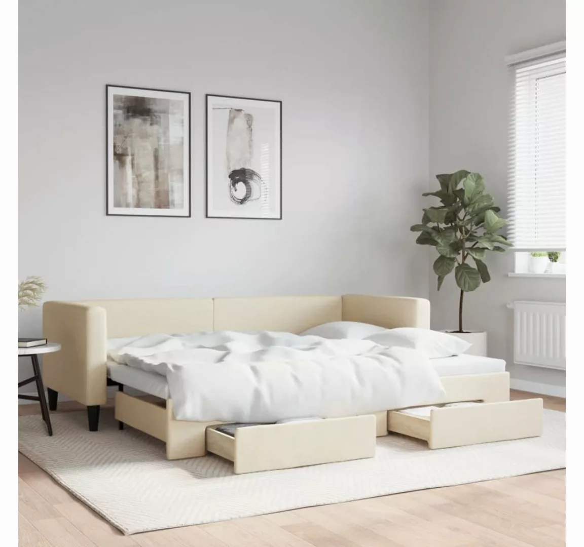 vidaXL Gästebett Gästebett Tagesbett Ausziehbar mit Schubladen Creme 80x200 günstig online kaufen