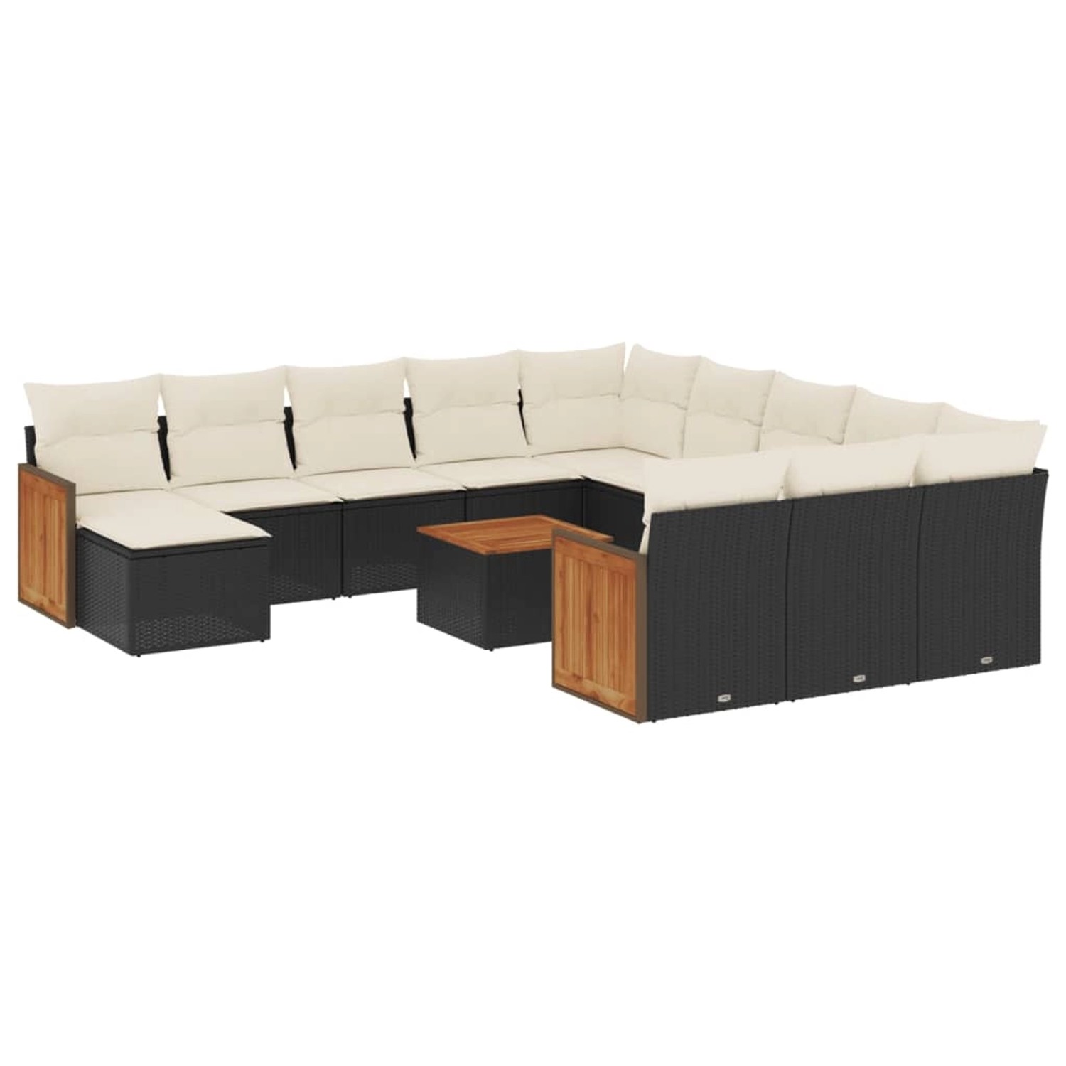 vidaXL 13-tlg Garten-Sofagarnitur mit Kissen Schwarz Poly Rattan Modell 62 günstig online kaufen