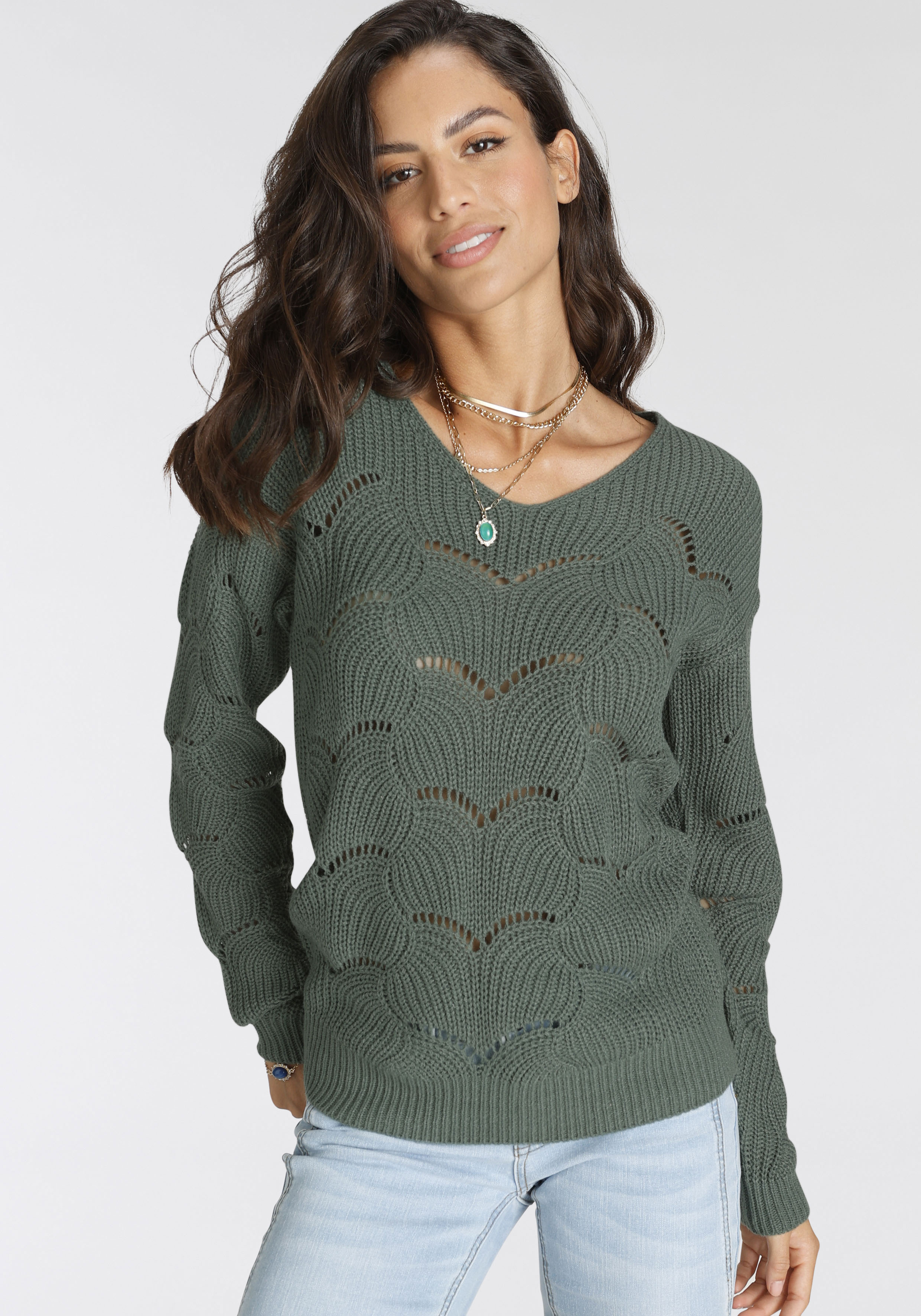 Laura Scott Ajourpullover mit Lochmuster günstig online kaufen