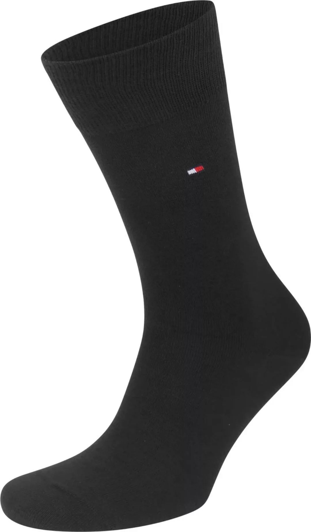 Tommy Hilfiger 2-Pack Socken Streifen Uni Schwarz - Größe 43-46 günstig online kaufen