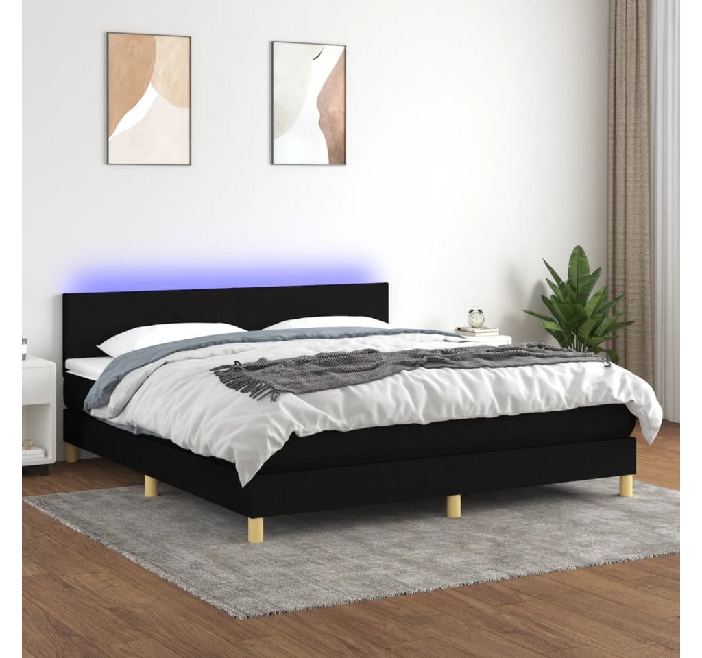 vidaXL Boxspringbett Boxspringbett mit Matratze LED Schwarz 180x200 cm Stof günstig online kaufen