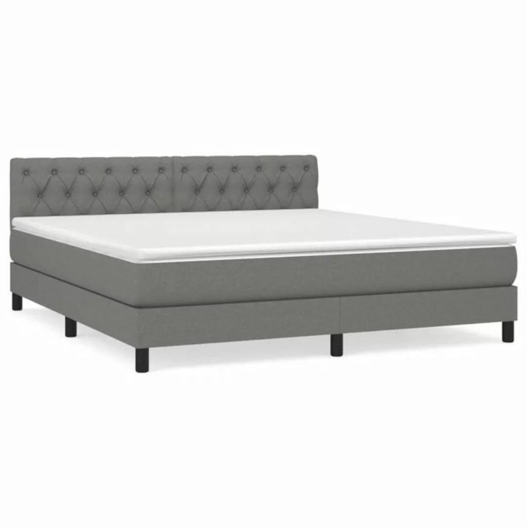 vidaXL Bettgestell Boxspringbett mit Matratze Dunkelgrau 160x200 cm Stoff B günstig online kaufen