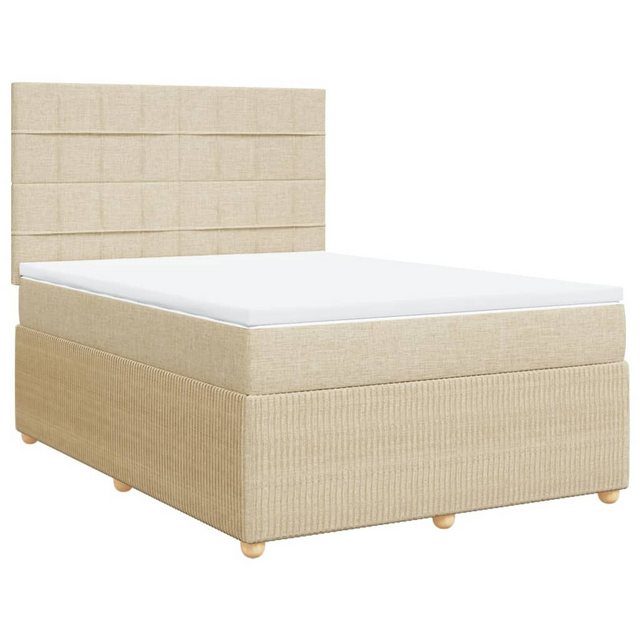 vidaXL Bett Boxspringbett mit Matratze Creme 140x190 cm Stoff günstig online kaufen