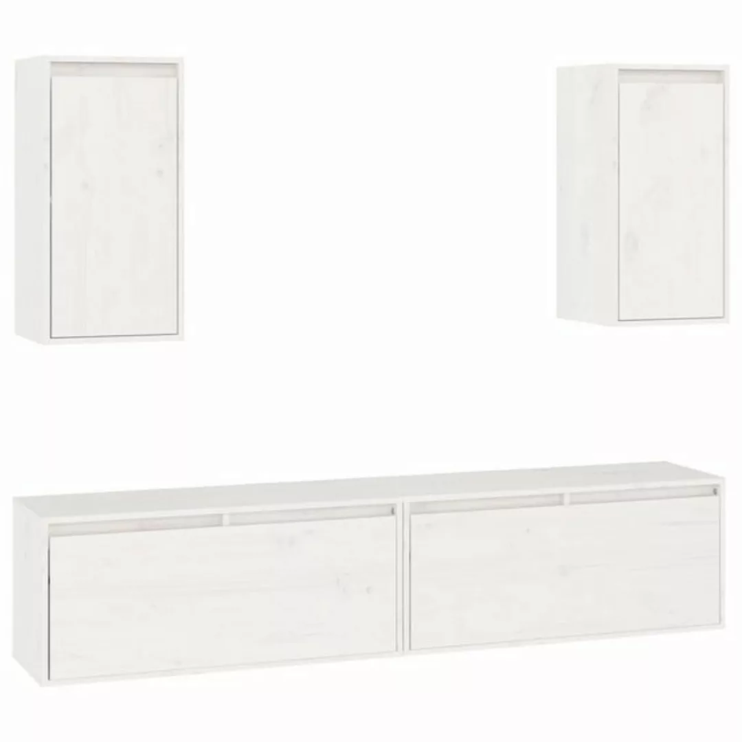 vidaXL TV-Schrank TV-Schränke 4 Stk Weiß Massivholz Kiefer Lowboard Lowboar günstig online kaufen