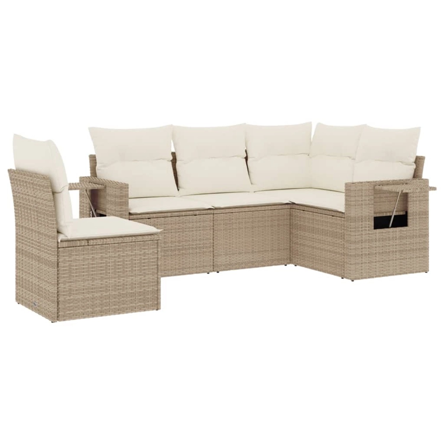 vidaXL 5-tlg Garten-Sofagarnitur mit Kissen Beige Poly Rattan Modell 177 günstig online kaufen