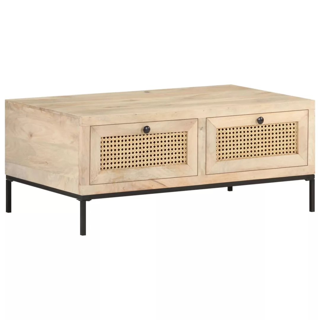 Couchtisch 90x50x37 Cm Mango Massivholz Und Rohrgeflecht günstig online kaufen