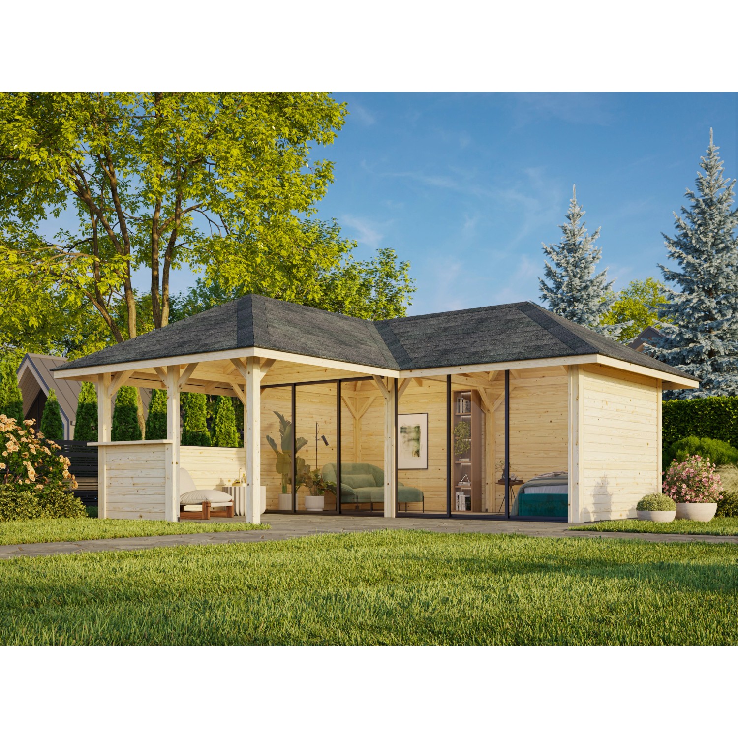 Palmako Pavillon Bianca Set 222 Slide 588 x 588 cm Lackiert Weiß FSC® günstig online kaufen