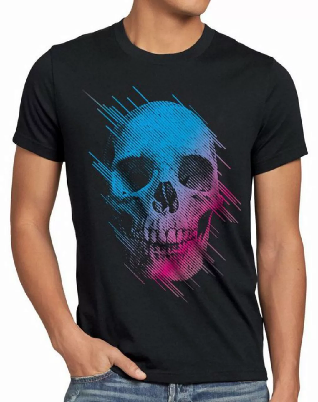 style3 T-Shirt Neon Skull totenkopf schädel rocker hipster tattoo festival günstig online kaufen