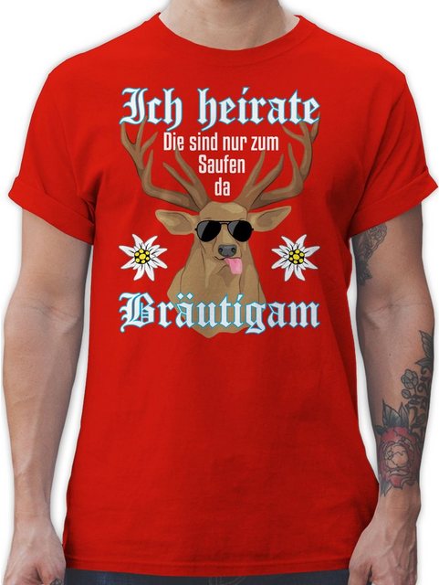 Shirtracer T-Shirt Bräutigam Hirsch - weiß JGA Männer günstig online kaufen