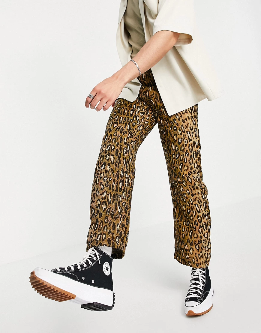 Jaded London – Skate-Jeans mit gewebtem Leopardenmuster-Mehrfarbig günstig online kaufen