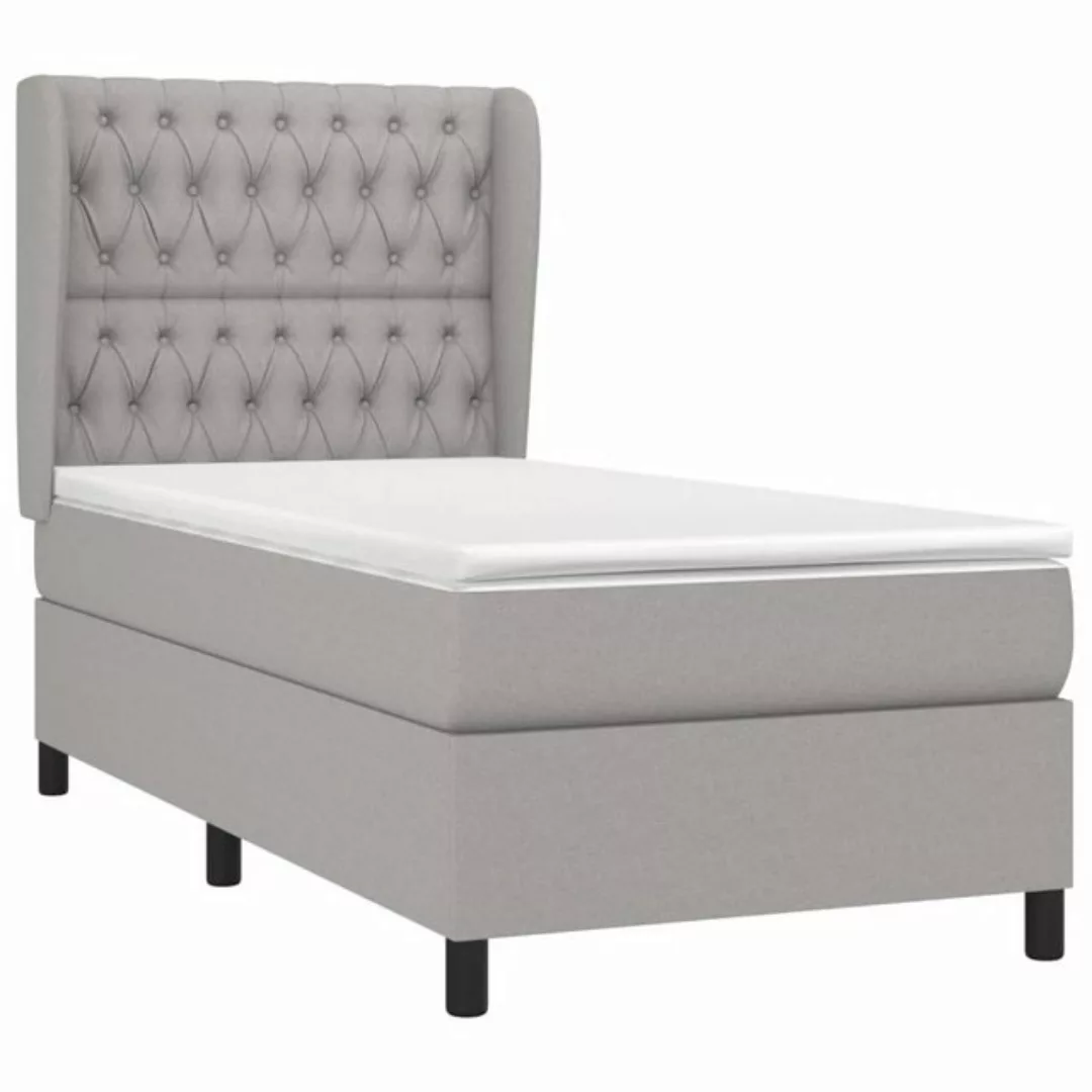 vidaXL Boxspringbett Boxspringbett mit Matratze Hellgrau 100x200 cm Stoff B günstig online kaufen