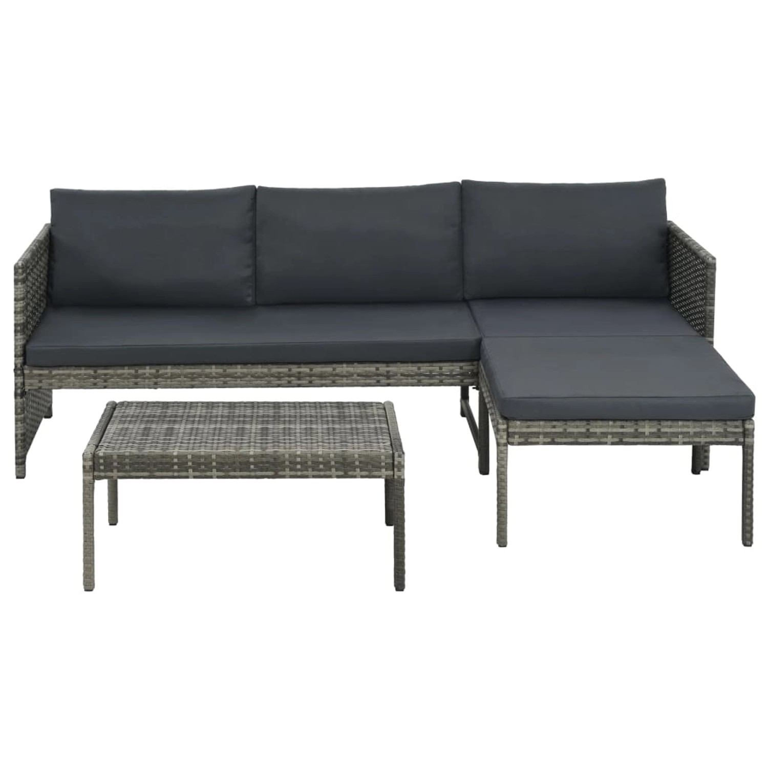 vidaXL 3-tlg Garten-Lounge-Set mit Kissen Poly Rattan Grau Modell 13 günstig online kaufen