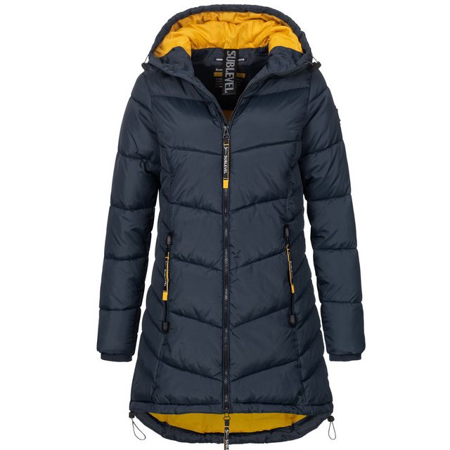 SUBLEVEL Steppjacke Damen Mantel mit Kapuze lange Winter Jacke Parka günstig online kaufen