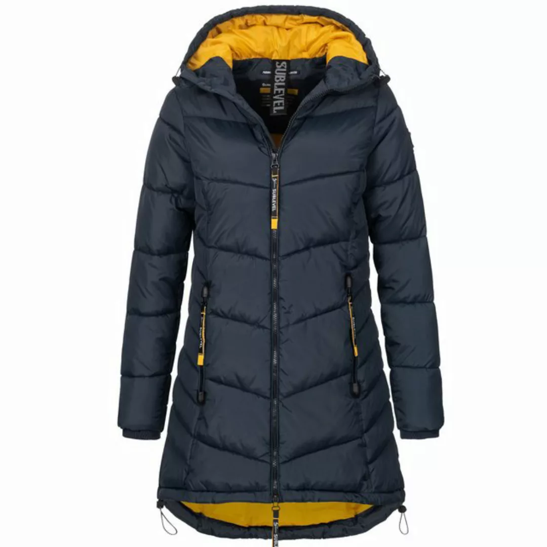 SUBLEVEL Steppjacke Damen Mantel mit Kapuze lange Winter Jacke Parka günstig online kaufen