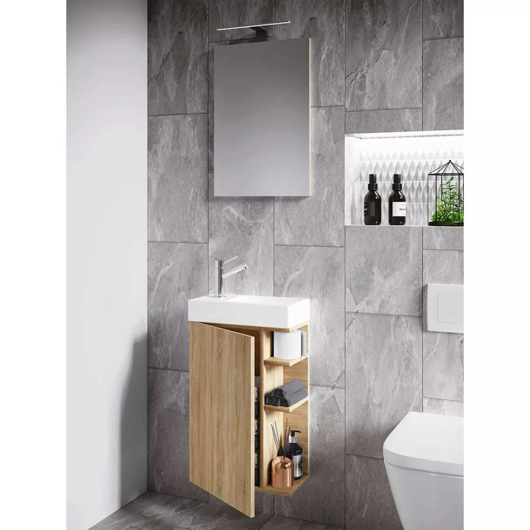 Waschplatz Set Gästetoilette in Sonoma-Eiche 40 cm breit (zweiteilig) günstig online kaufen
