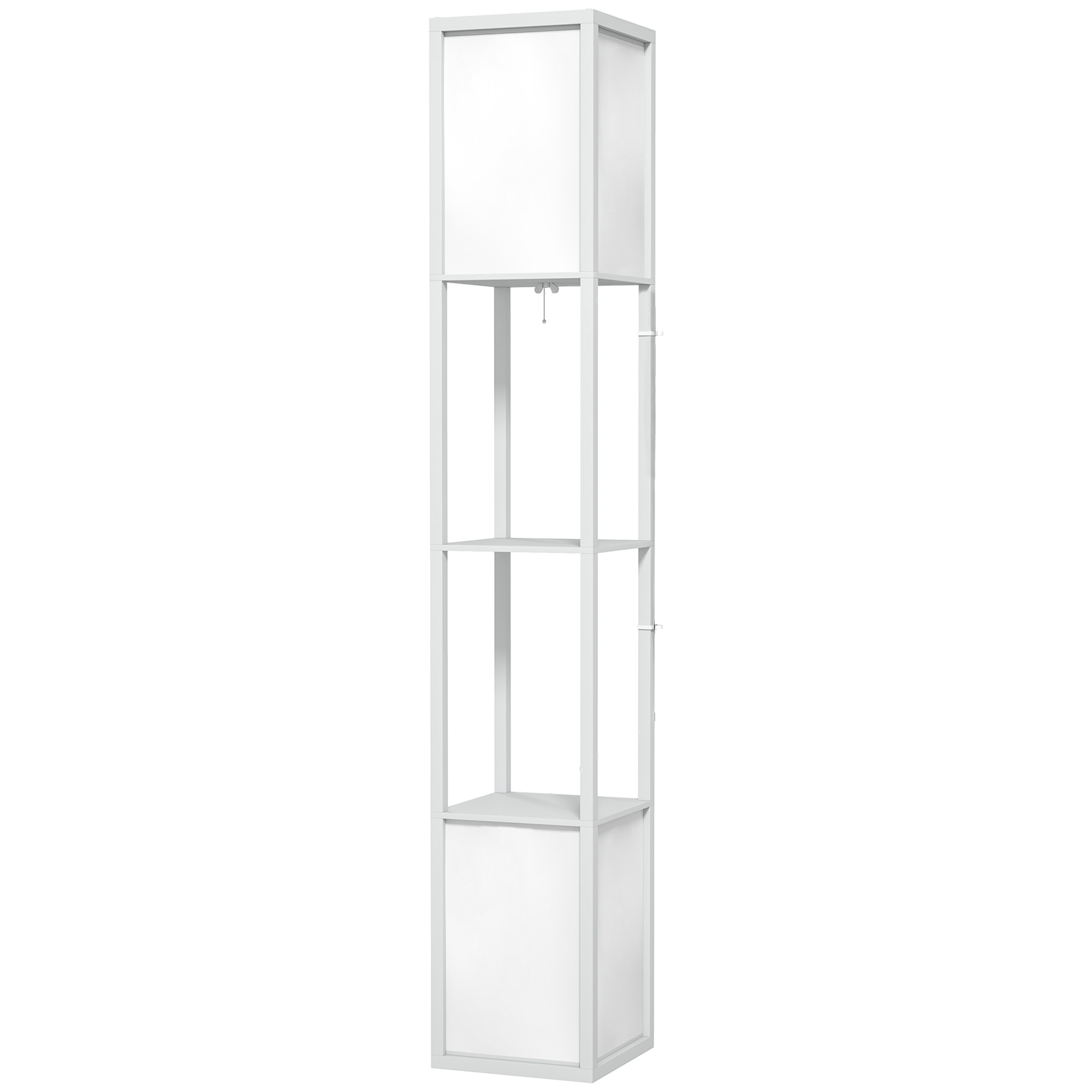 HOMCOM Stehleuchte für das Wohnzimmer, moderne Stehlampe mit Regalen, Stoff günstig online kaufen